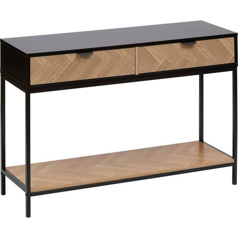 Konsole chevrons 2 schubladen kiefernholzoptik natur und schwarz 110x75cm - 5five (1/5)