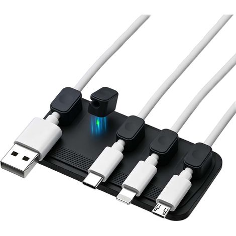 Attache Cable Magnetique, Organisateur de Bureau avec 5 Clips de Cable (3mm/3.6mm/4.2mm), Range Cable Adhesif pour Cable Management Bureau, Pince Bureau pour Cordon de Charge, Souris, PC (1/5)