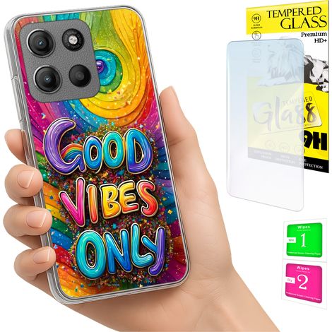 Schutzhülle für Motorola Moto G15: Fotohülle, Rückseite Vibes + Glas (1/5)