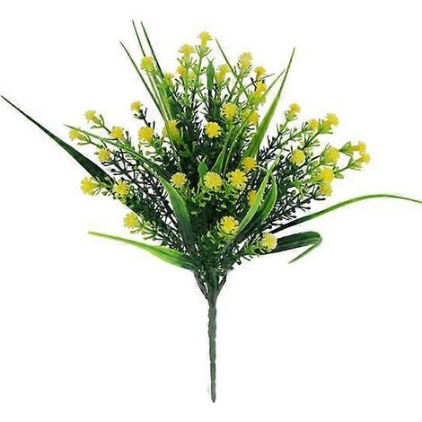 Fleur artificielle écologique à 5 branches, en plastique imperméable et durable, imitation gypsophile.jaune (1/5)