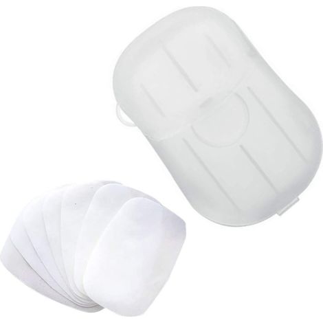 Paquete de 2 toallitas desechables para lavarse las manos y limpiar, toallitas de jabón de viaje, mini toallitas de baño de espuma (1 caja de 20 toallitas) (1/5)