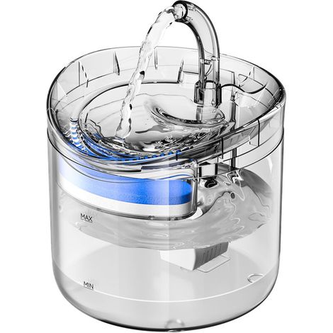 VURAHOME - Fontaine chat chien distributeur d'eau 1.8L Super silencieux automatique fontaine à boire pour animaux de compagnie avec robinet Design Transparent (1/5)