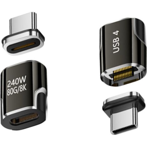 Adaptateur magnétique USB-C — adaptateur Type-C magnétique intégré en alliage d'aluminium avec puce eMarker, PD 240W, 80Gbps, 8K, USB4 (1/5)
