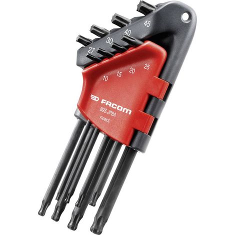 Facom Long L-Shaped Metric Torx Hex Key Set, 8-Piece (T10-T45)