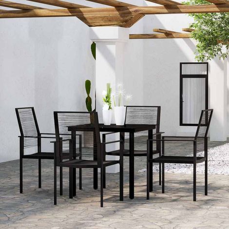 Ensemble Table et Chaise de Jardin 5 pcs - Ensemble de salle à manger de jardin Noir BV466269 - BonneVie (1/5)