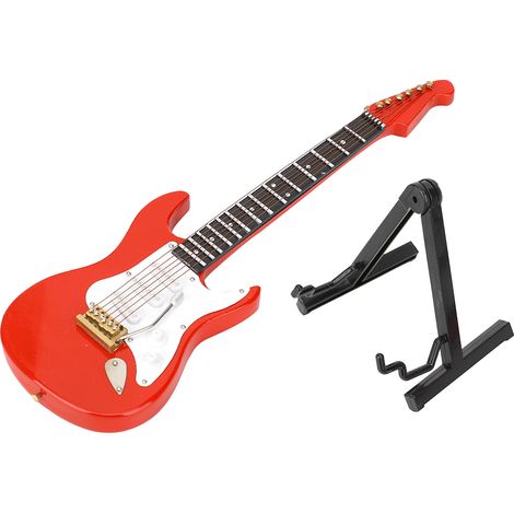 Mini-Modell einer roten E-Gitarre, Musikinstrument, Bastelgeschenk, Dekoration (1/5)