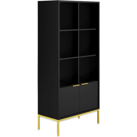 Bücherregal Seattle mit 2 Türen, Schwarz, 171.3cm