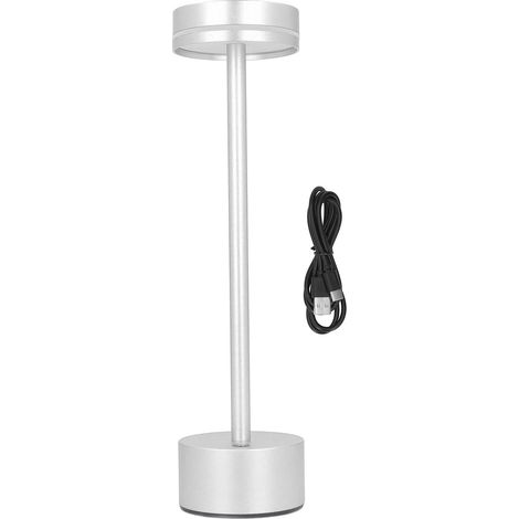 Wiederaufladbare LED-Schreibtischlampe, 3 Farben mit Touch-Steuerung, kabellos für Schlafzimmer, Büro, Zuhause, Silber (1/5)