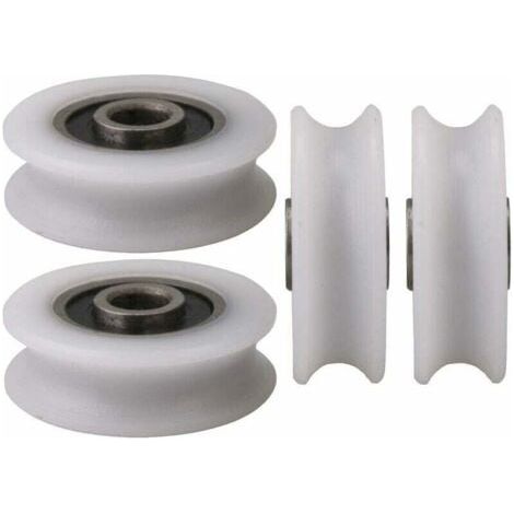 White nylon rollers with U-groove for sliding doors, size 20x6.5x7.4 mm (1/3)