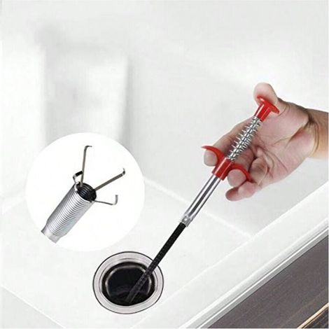 Pince flexible pliable à 4 dents pour déboucher les éviers, canalisations, toilettes et ramasser les déchets ménagers et de cuisine - 1 pièce 60 cm (1/4)
