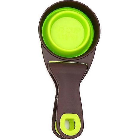 Gobelet doseur pliable en silicone pour animaux de compagnie avec clip de fermeture pour pelle à chien, 118 ml (4 oz), 237 ml (8 oz) ou 473 ml (16 oz) - Vert (1/5)