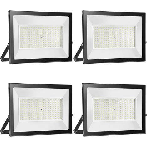 4pcs 200W 20000LM Projecteur LED Extérieur 6000K Blanc Froid Spot LED Extérieur IP65 Etanche Projecteur LED pour Terrasse Jardin Parc Garage Cour Entrée