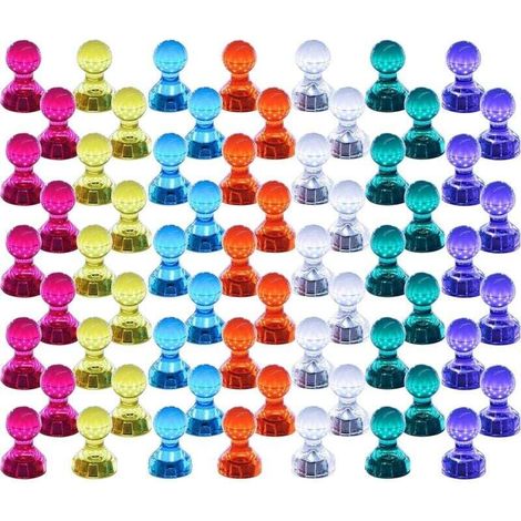 Push Pin Aimants, Lot de 60 couleurs assorties punaises magnétique solide, parfait Aimants pour tableau blanc, réfrigérateur, carte et calendrier Magenesis (1/4)