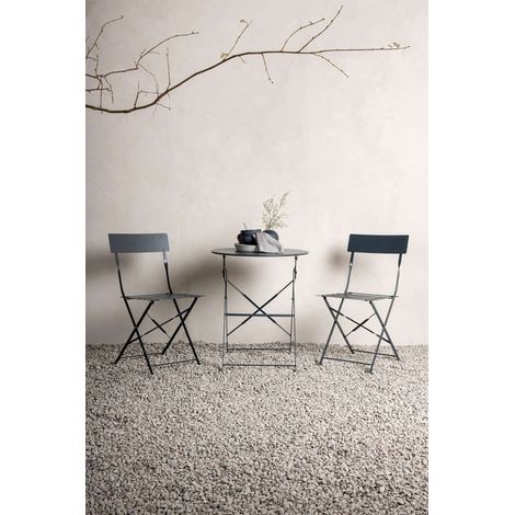 Marseille set de jardin table, 2 chaises gris foncé. (1/3)