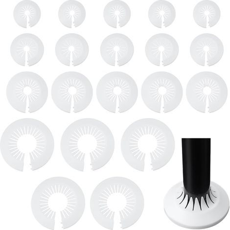 50 Pcs Plaque de Recouvrement de Plomberie, 4 Taille Rosace de Plomberie Cache Tuyau en PVC Blanc à Clipser pour Robinet de Toilette Lavabo Bras de Douche Tuyau D'Eau Décoration Murale, Blanc (1/5)