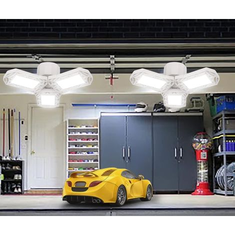Luminaire d'entrepôt E27/E26, éclairage puissant pour atelier, éclairage de garage, éclairage LED pour garage, plafonnier transformable pour entrepôt/atelier, luminaire transformable pliable à trois v (1/5)