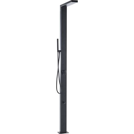 Douche d'Extérieur Moderne Solaire en Acier Inoxydable Noir Parrillar (1/5)