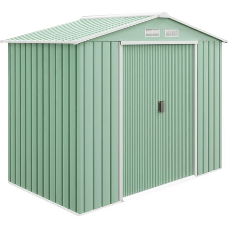 Abri de Jardin 2,5 m² - Remise pour Outils avec Fondation - Cabanon Porte Verrouillable - Tôle d'acier Vert clair