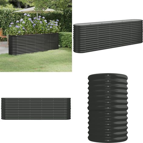 Hochbeet Pulverbeschichteter Stahl 224x40x68 cm Anthrazit - Hochbeet - Pflanzenbehälter - Gartengeräte - Stahlteile - Outdoor Dekoration - Home & Living (1/5)