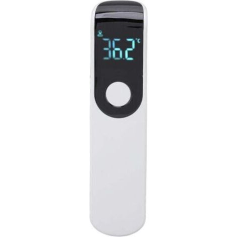 Termometro digitale a infrarossi portatile e senza contatto per la misurazione della fronte, ideale per hotel e uso domestico. Design bianco, facile da usare e affidabile.