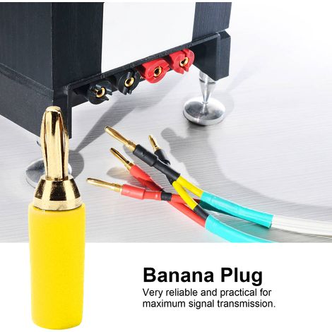 Kit de 10 connecteurs mâles à souder, fiches bananes 2,5 mm, en laiton plaqué or, couleur jaune (1/5)