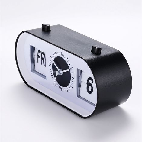 Leiser, schlichter Wecker mit manueller Klappfunktion und Kalenderfunktion, dekorativ für Büro/Wohnzimmer – PVC/PP – 220 g (1/5)