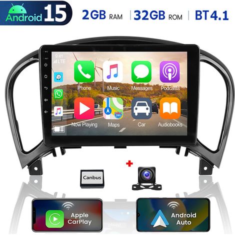 Pour Nissan Juke 2010-2018 Android 15 autoradio GPS Radio Headunit Apple Carplay RDS Navi WIFI - 2+32G CAM