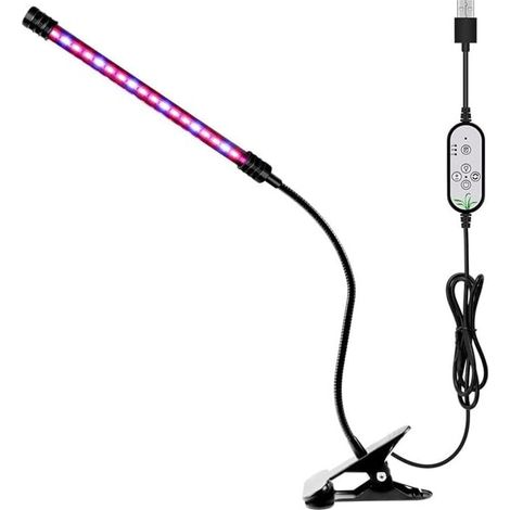 5V DC 9W 18W 27W 36W LED-Pflanzenlampe mit Timer, Tischklemme, Vollspektrum-Pflanzenlampe für Pflanzen und Blumen, Growbox – 1 Leuchtkopf