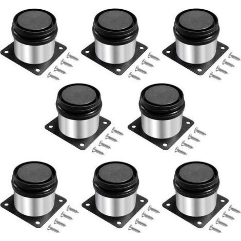 8 Pièces Pied de Meuble Réglables 5 cm, Ronds Métal Acier Inoxydable,Hauteur Réglable 0-15 mm,pour Pied Canapé,Pieds Meuble,Avec Vis (1/5)