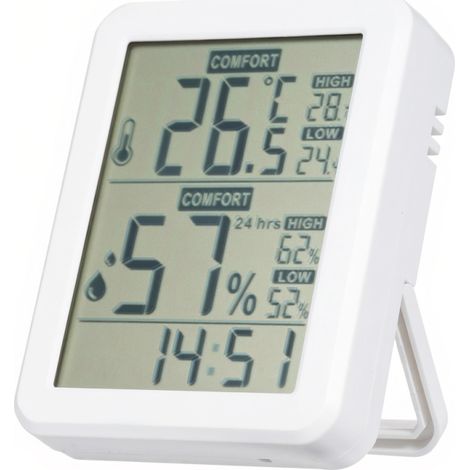 Mini higrómetro y termómetro digital HABOTEST, sensor de humedad interior, sensor de temperatura ambiente con soporte y orificio, indicador de temperatura y humedad para el hogar, invernadero, jardín, (1/5)