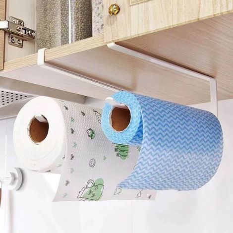 Porte-essuie-tout - En Acier Inoxydable - Pour Porte De Placard Bas De Cuisine - Fixation Sans Perçage - 1 Pièce (1/5)
