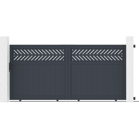 Portail coulissant aluminium 340x158 cm anthracite Axis Grow (1/5)