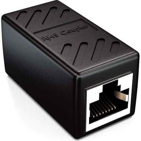 1x CAT6 Coupleur Connecteur de Câble Câbles de Réseau Câble Patch Câble Ethernet Adaptateur Modulaires Blindée 2x Prise Femelle RJ45 DSL LAN Noir (1/3)