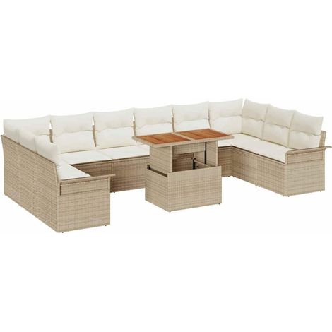 Maison Exclusive - Gartensofa-set mit Kissen 11 pcs Beige und Cre