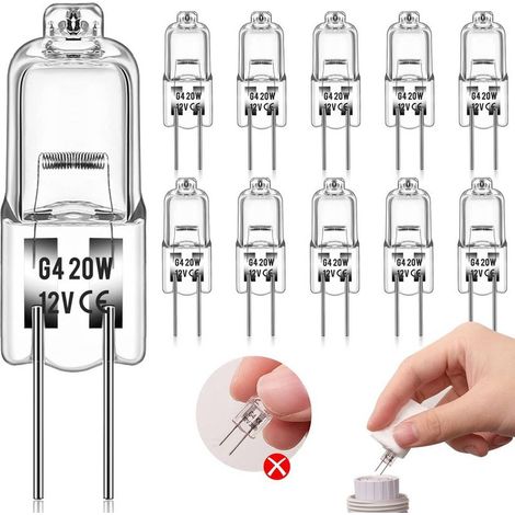 ampoule halogène g4 (10 pièces) 12V 20W 2800K ampoules halogènes Lumière blanche chaude Dimmable Pour remplacer les lustres en cristal, les enseignes lumineuses, les éclairages de cuisine, etc. [Class