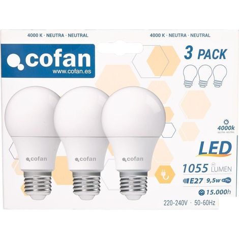 Pack de 3 bombillas LED Classic E27 9.5 W 1055 LM 4000 K (1/5)