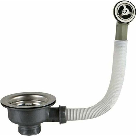 Bonde d'Évier avec Trop-Plein Panier Inox 114 mm 1½ - Acier Inoxydable + ABS (1/4)