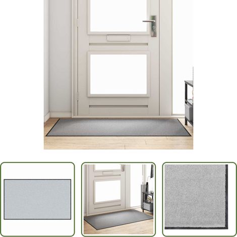 Tapis de porte -  Tapis d'entrée Gris et Noir 90 x 150 cm Polypropylène et vinyle (1/5)
