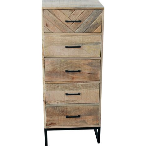 Chiffonnier 5 tiroirs 45x35x110 cm en manguier - KAVAJA