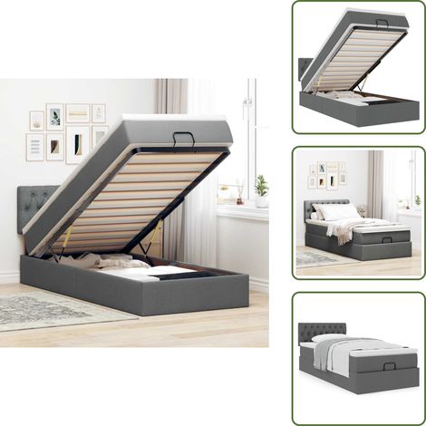 vidaXL Ottoman-Bett mit Matratze Dunkelgrau 90x190 cm Stoff (1/5)