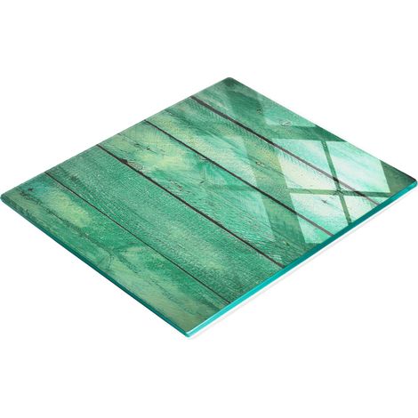 Tablero de cocina de vidrio templado con gr谩ficos, tableros de madera verdes, 60x52 cm