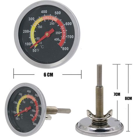 Filiyano-Thermomètre de barbecue extérieur pour fumoir en acier inoxydable - Thermomètre pour grillades - Omnia THERMOZEL - Qualité supérieure (1/5)