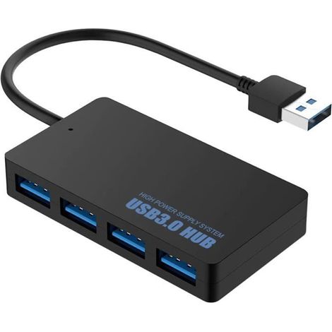 OCIODUAL Hub USB 3.0 4 Ports Noir Transfert de Données Haute Vitesse 5Gbps Ultra Rapide Super Speed SS Data Adaptateur Splitter (1/4)