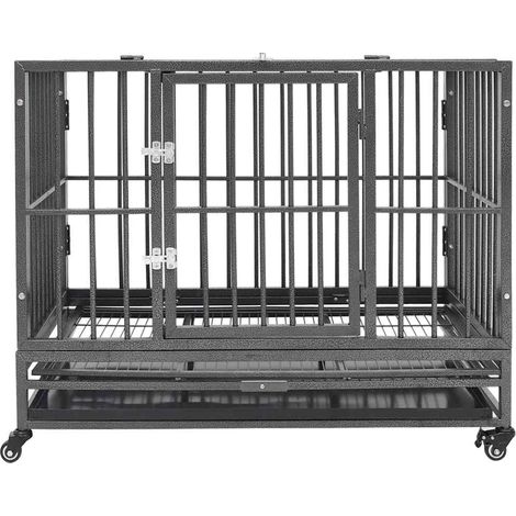 vidaXL Jaula de perro resistente con ruedas acero 102x72x85 cm (1/2)