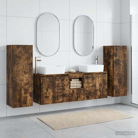 vidaXL Bathroom Furniture Set 5 pcs Smoked Oak 33 x 34.5 x 100 cm (1/5)