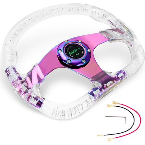Car modification accessories D-type acrylic steering wheel 320MM crystal frame racing steering wheel 13-inch - acrylic - white (1/4)