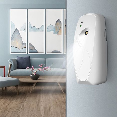 Weißer automatischer Duftsprüher, wandmontierte Aromatherapiemaschine mit zeitgesteuertem Licht, geeignet für Zuhause, Badezimmer, Toilette und Büro