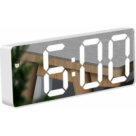 DEESSE SHOP - Réveil miroir, réveil numérique 3 écran LED avec mode de gradation de détection de lumière, Snooze, luminosité réglable, horloge de chevet pour chambre salon décoration d'intérieur (1/5)