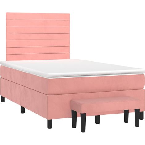 Maison Exclusive - Sommier à lattes de lit avec matelas rose 120x190 cm velours (1/5)