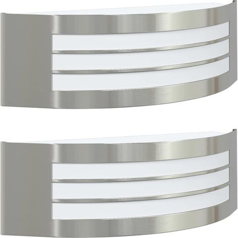 Set di 2 moderne lampade da parete per esterni 32 x 10 x 10 cm illuminazione minimalista affidabile in acciaio inox argento 020056524